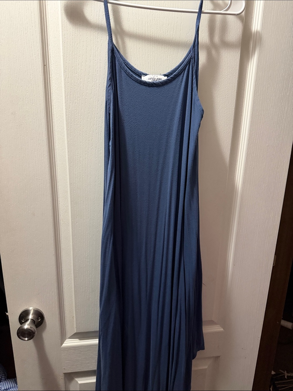 Flowy Dusty Blue Spaghetti-Strap Maxi Dress